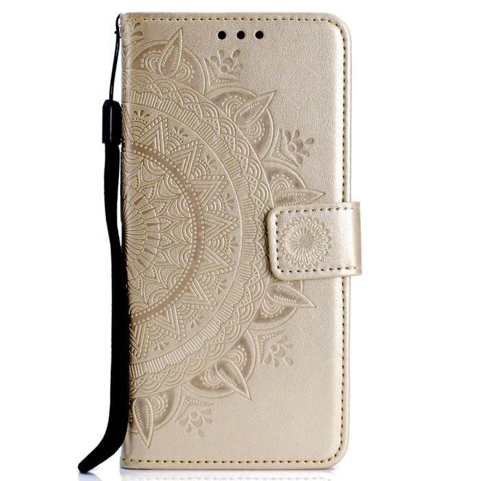 Bild 2, Huawei P40 Lite E - Mandala Plånboksfodral - Guld