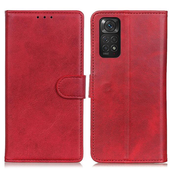 Bild 1, Xiaomi Redmi Note 11 4G Fodral Solid Läder Röd