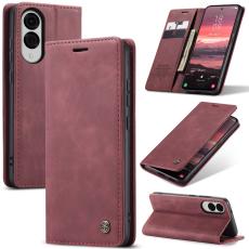 CASEME Samsung Galaxy S25 Edge Fodral Flip L&auml;der R&ouml;d