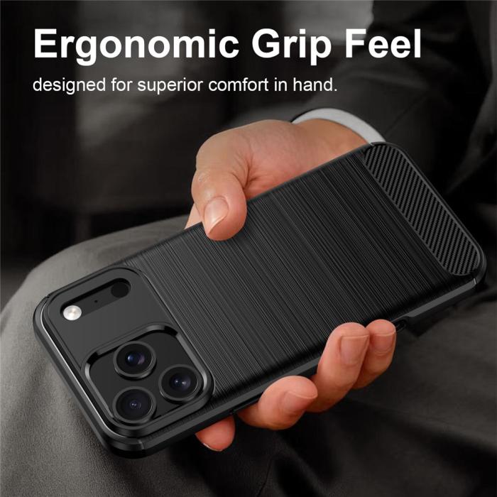 Bild 2, iPhone 18 Pro / 17 Pro Skal TPU Kolfiber Textur Svart