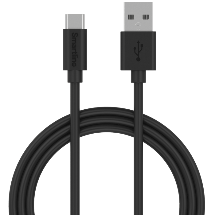 Bild 1, Smartline 1m 3A USB-C Laddningskabel Svart