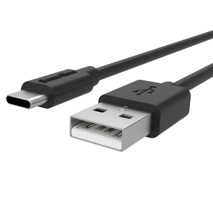 Bild 2, Smartline 1m 3A USB-C Laddningskabel Svart
