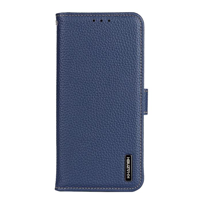 Bild 2, KHAZNEH Samsung Galaxy S22 Ultra Fodral Litchi Äkta Läder Blå