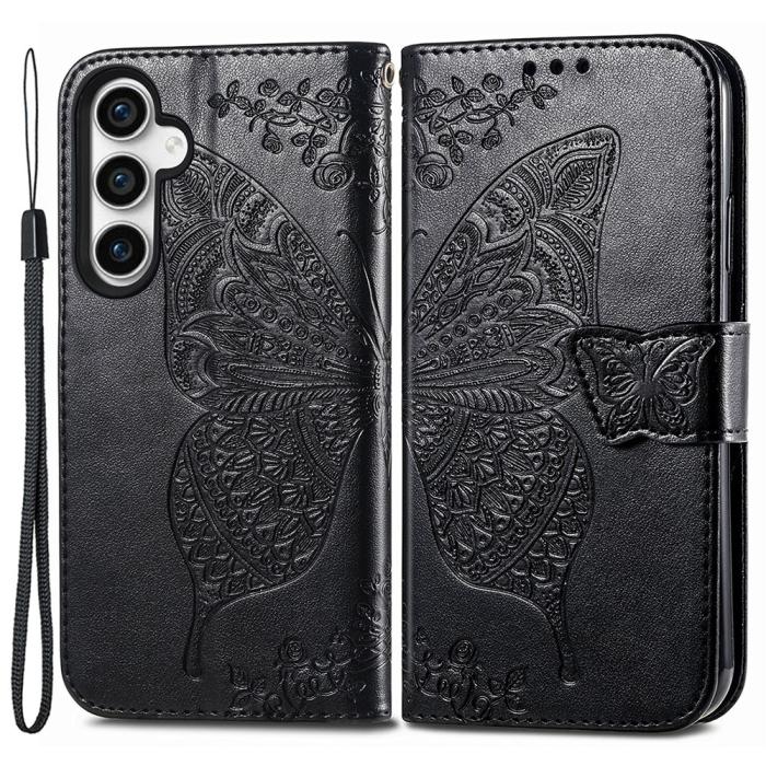 Bild 1, Samsung Galaxy S23 FE Fodral Fjäril Tryck Svart