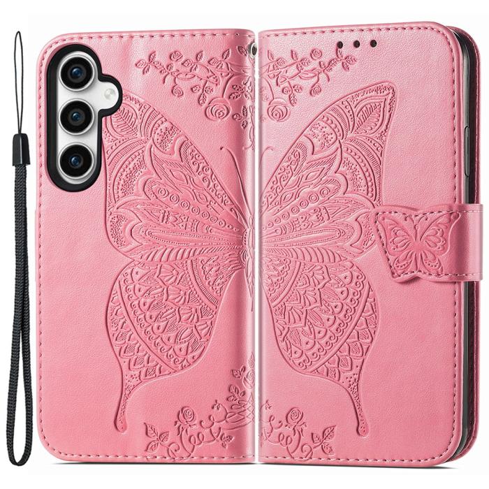 Bild 1, Samsung Galaxy S23 FE Fodral Fjäril Tryck Rosa