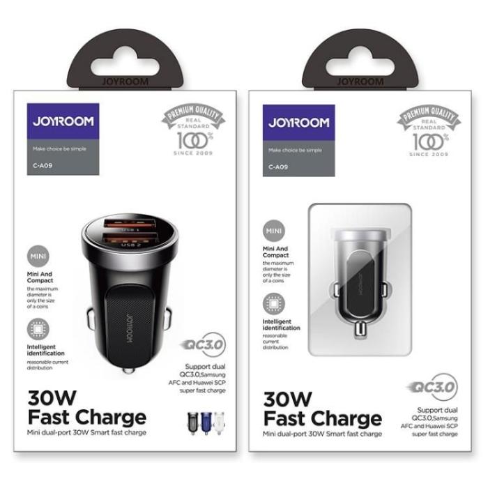 Bild 6, Joyroom 30W Mini Billaddare 2x USB-A PD QC Svart