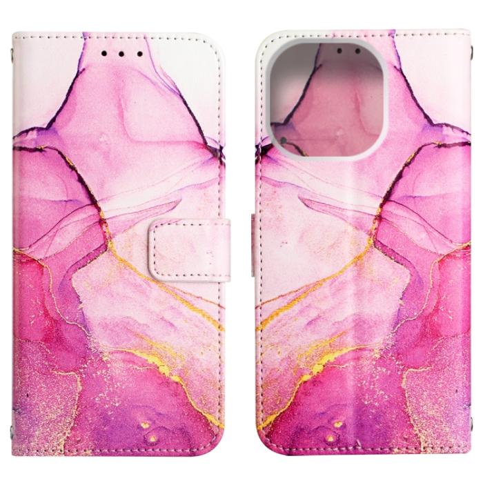 Bild 2, iPhone 14 Pro Fodral Marmor Rosa/Lila/Guld