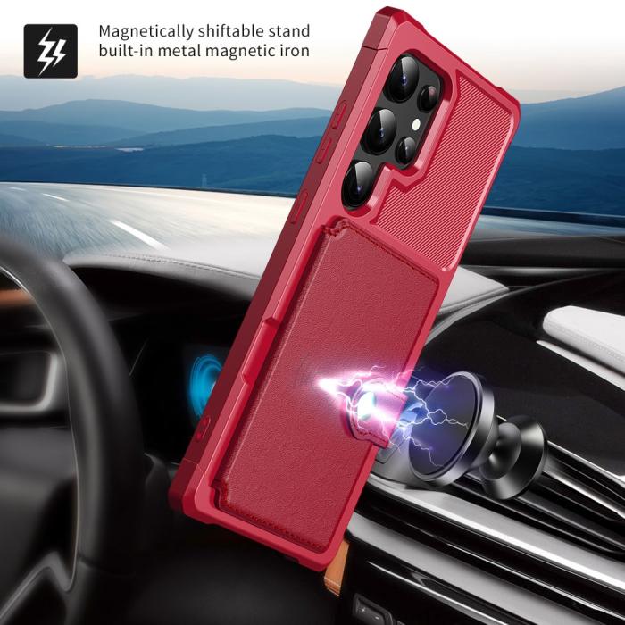 Bild 6, Galaxy S24 Ultra Skal Med Plånboksfunktion Röd
