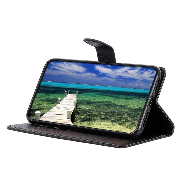 Bild 2, Motorola Moto G04 4G/G24 4G Litchi Läder Fodral Svart