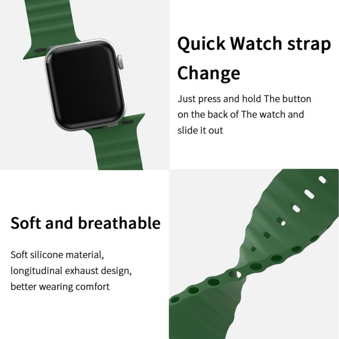 Bild 4, Apple Watch 42/44/45/49 mm Armband Ocean Wave Army Green