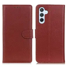 Samsung Galaxy S26 Fodral Litchi L&auml;der Brun