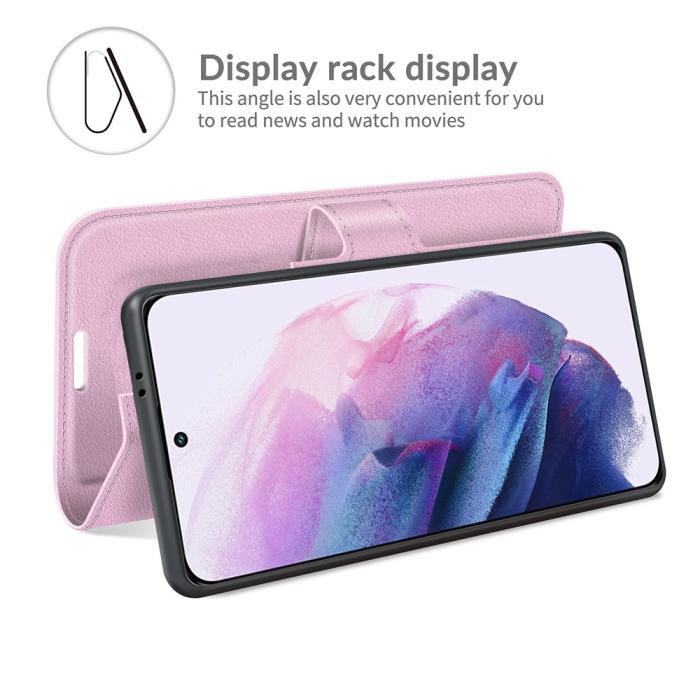 Bild 6, Samsung Galaxy S22 Plus Fodral Litchi Textur Ljus Rosa