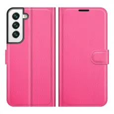 Samsung Galaxy S22 Plus Fodral Litchi Textur Rosa