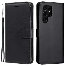 Samsung Galaxy S23 Ultra Fodral Solid L&auml;der Svart