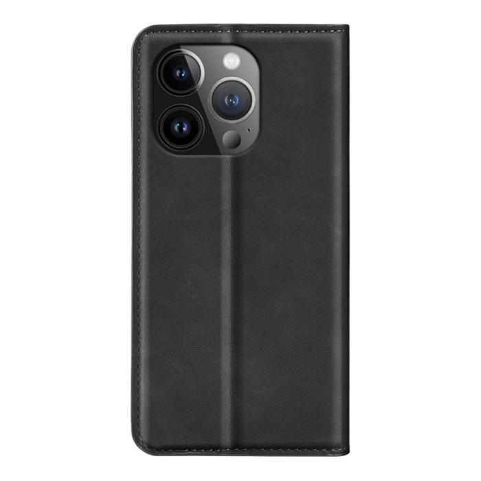 Bild 3, iPhone 15 Pro Fodral Flip Retro Läder Svart