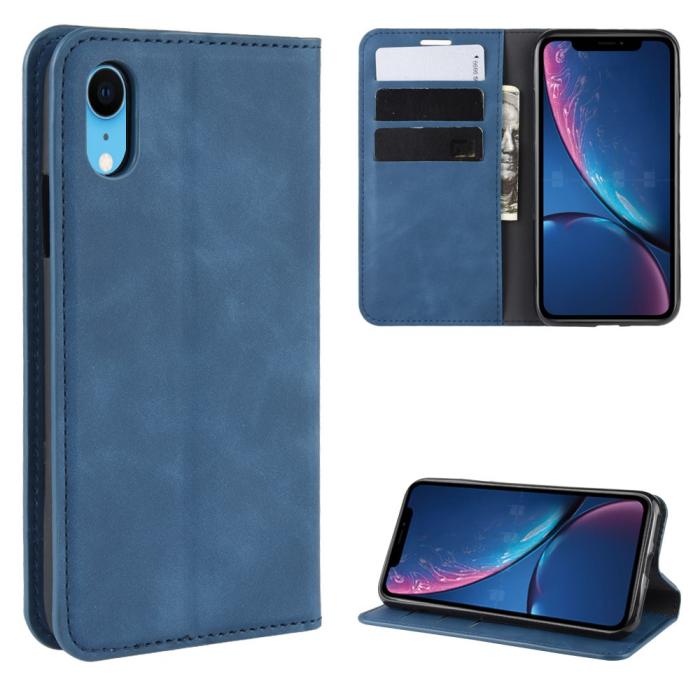 Bild 1, iPhone XR - Silkeslent Läder Fodral - Blå