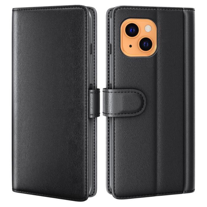 Bild 1, iPhone 13 - Premium Äkta Läder Fodral - Svart