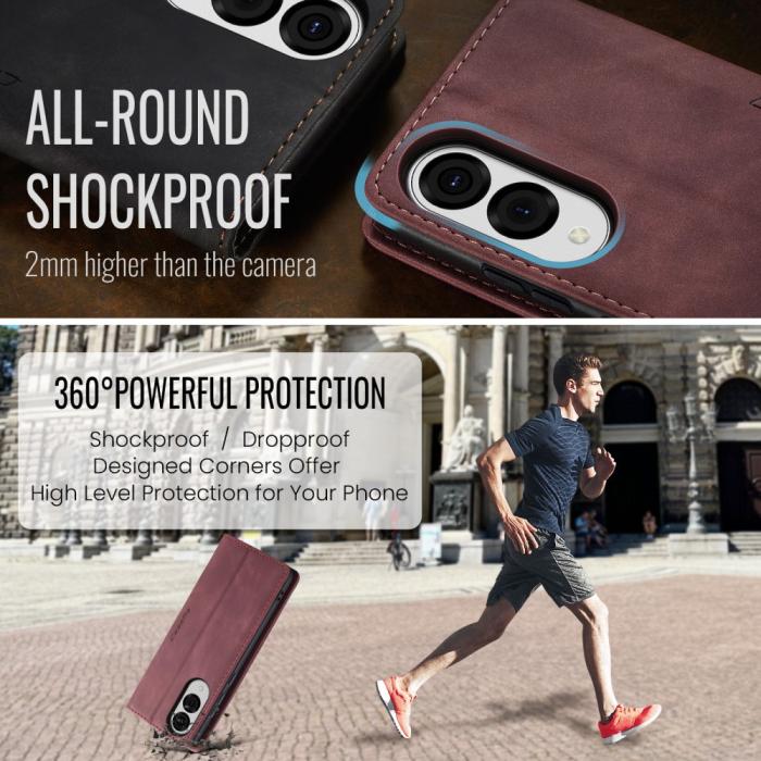 Bild 6, CASEME Samsung Galaxy S25 Edge Fodral Flip Läder Röd