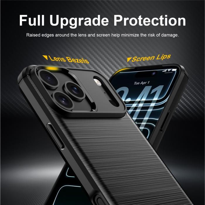 Bild 3, iPhone 18 Pro / 17 Pro Skal TPU Kolfiber Textur Svart