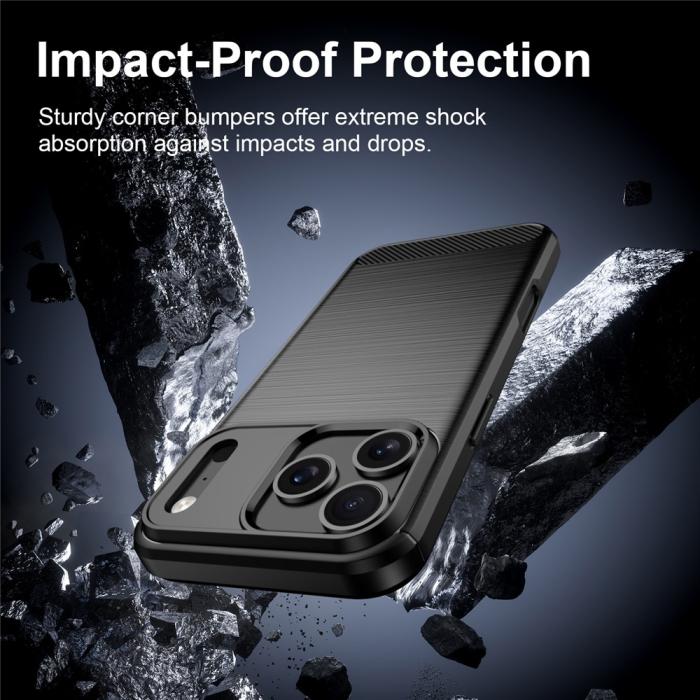 Bild 4, iPhone 18 Pro / 17 Pro Skal TPU Kolfiber Textur Svart
