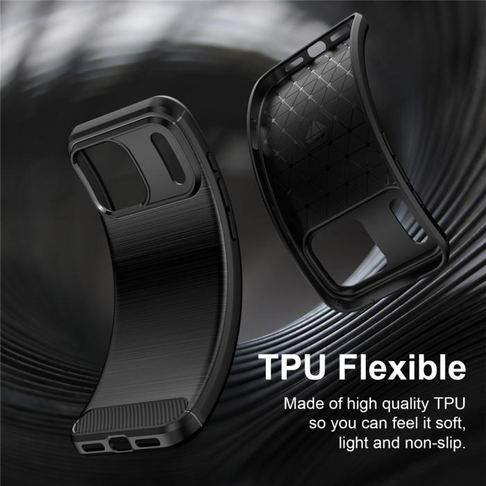 Bild 5, iPhone 18 Pro / 17 Pro Skal TPU Kolfiber Textur Svart