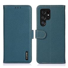 KHAZNEH Samsung Galaxy S22 Ultra Fodral Litchi Äkta Läder Grön