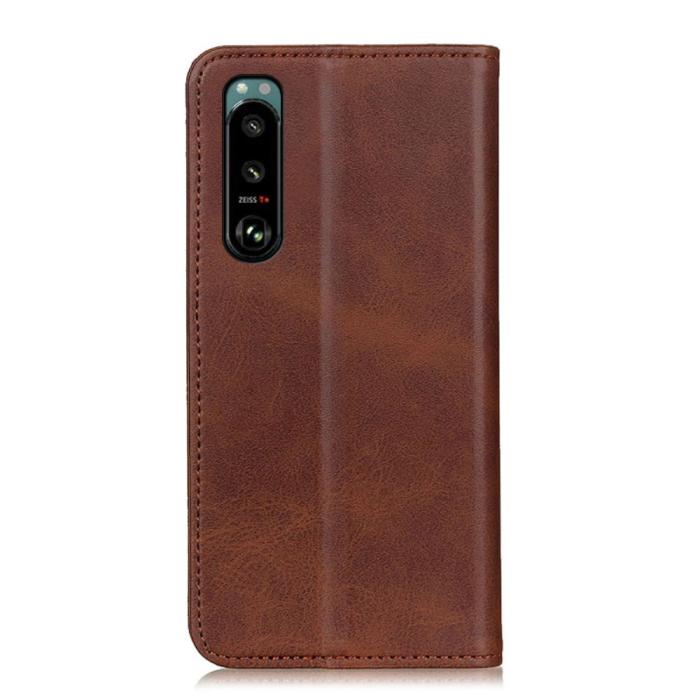 Bild 3, Sony Xperia 5 III Flip Fodral Split Läder Brun