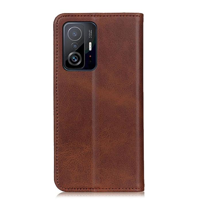 Bild 3, Xiaomi 11T / 11T Pro Fodral Flip Split Läder Brun