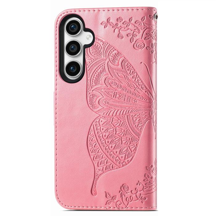 Bild 4, Samsung Galaxy S23 FE Fodral Fjäril Tryck Rosa