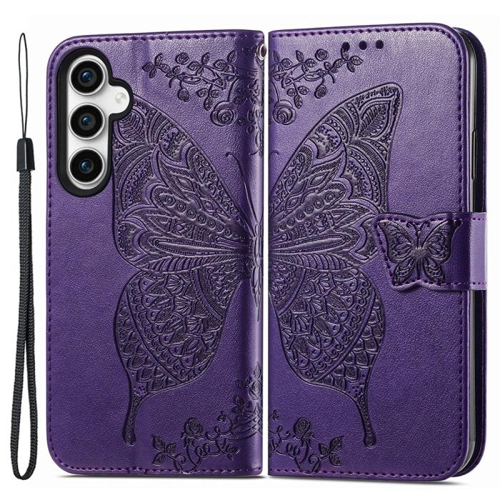 Bild 1, Samsung Galaxy S23 FE Fodral Fjäril Tryck Lila
