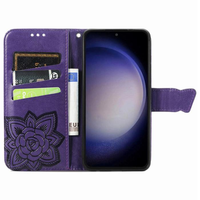 Bild 2, Samsung Galaxy S23 FE Fodral Fjäril Tryck Lila