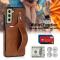 Samsung Galaxy S21 FE Skal Med Kortfack Och Strap Brun