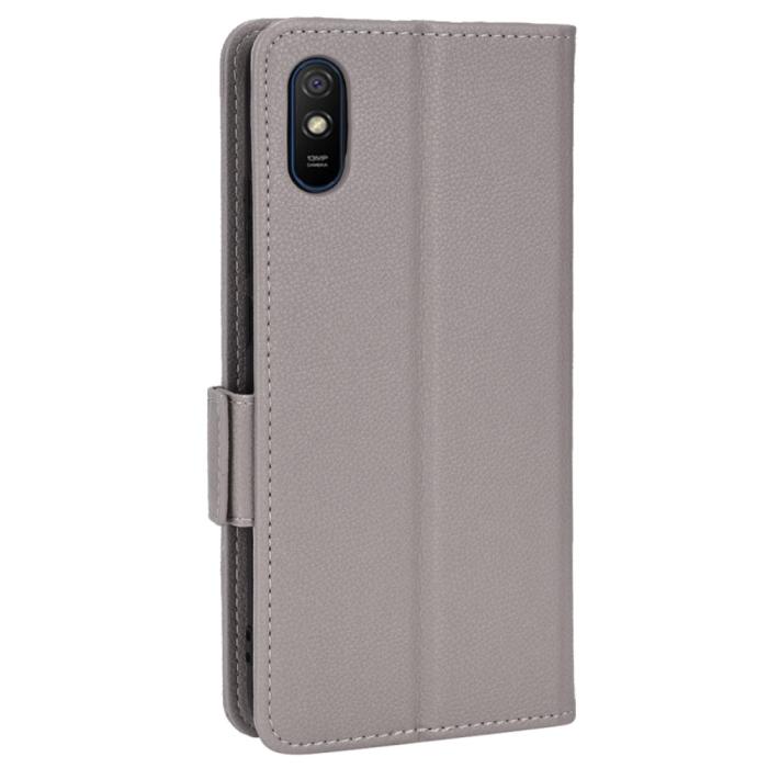 Bild 3, Xiaomi Redmi 9A / 9AT Fodral Litchi Textur Grå
