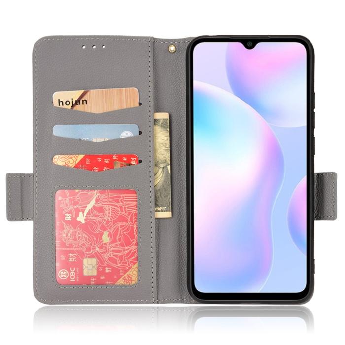 Bild 4, Xiaomi Redmi 9A / 9AT Fodral Litchi Textur Grå
