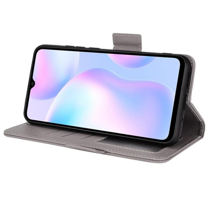 Bild 5, Xiaomi Redmi 9A / 9AT Fodral Litchi Textur Grå
