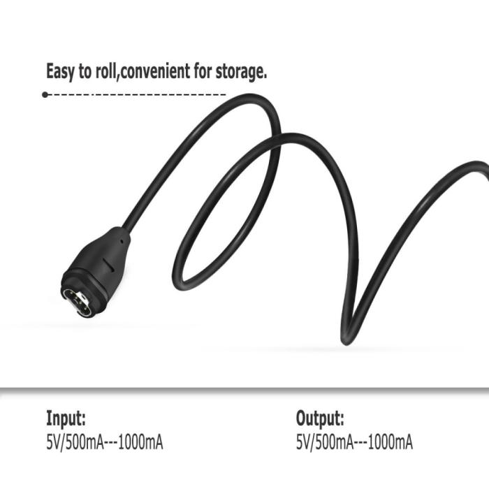 Bild 2, USB Laddningskabel 1m Garmin Smartwatch Svart