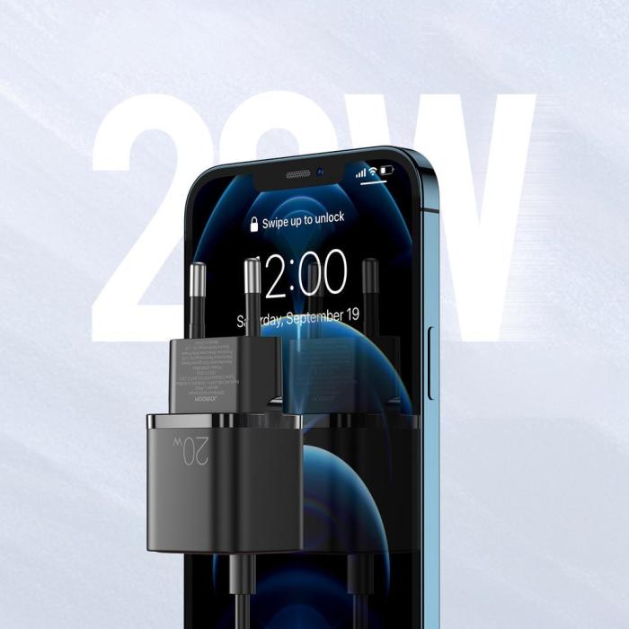 Bild 2, Joyroom 20W USB-C PD QC Väggladdare Svart