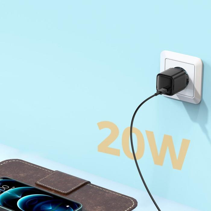 Bild 4, Joyroom 20W USB-C PD QC Väggladdare Svart