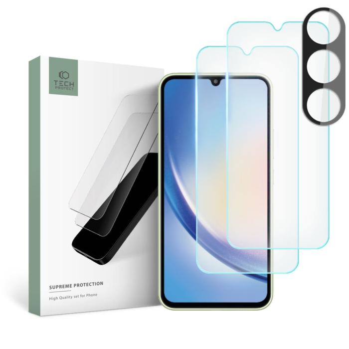 Bild 1, Tech-Protect Galaxy A34 5G 3-PACK Skärmskydd/Linsskydd
