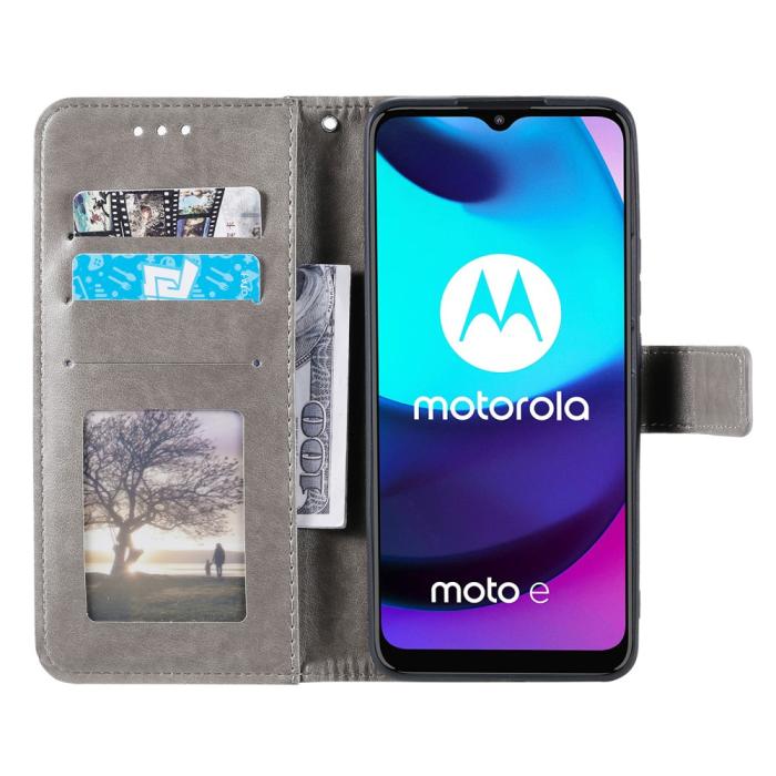 Bild 4, Motorola Moto E20 / E40 Fodral Mandala Läder Grå