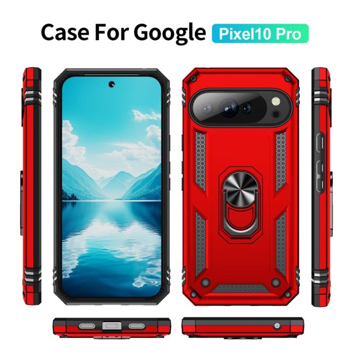 Bild 3, Google Pixel 10 / 10 Pro Skal Armor Ring Hybrid Röd