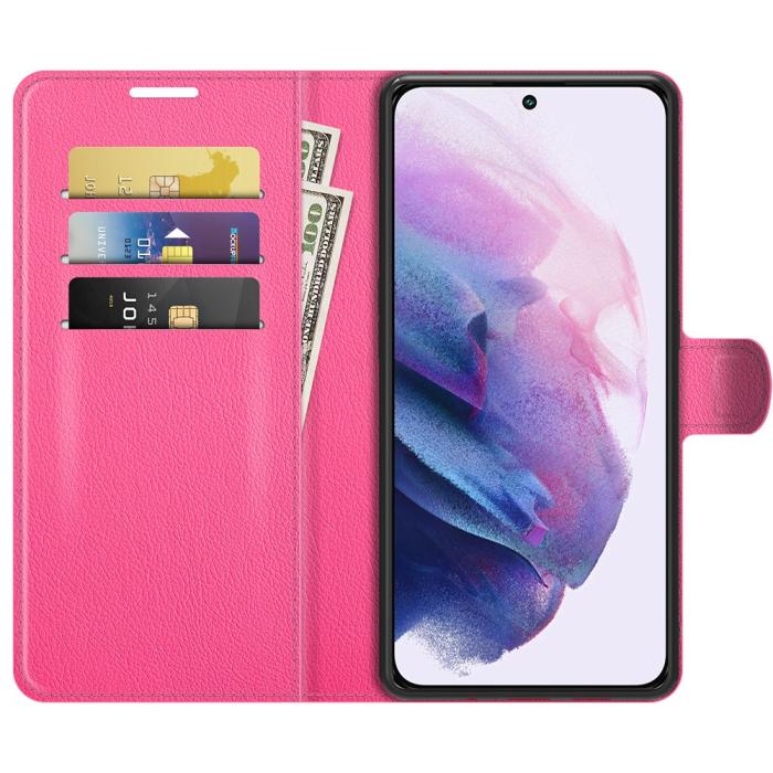 Bild 4, Samsung Galaxy S22 Plus Fodral Litchi Textur Rosa