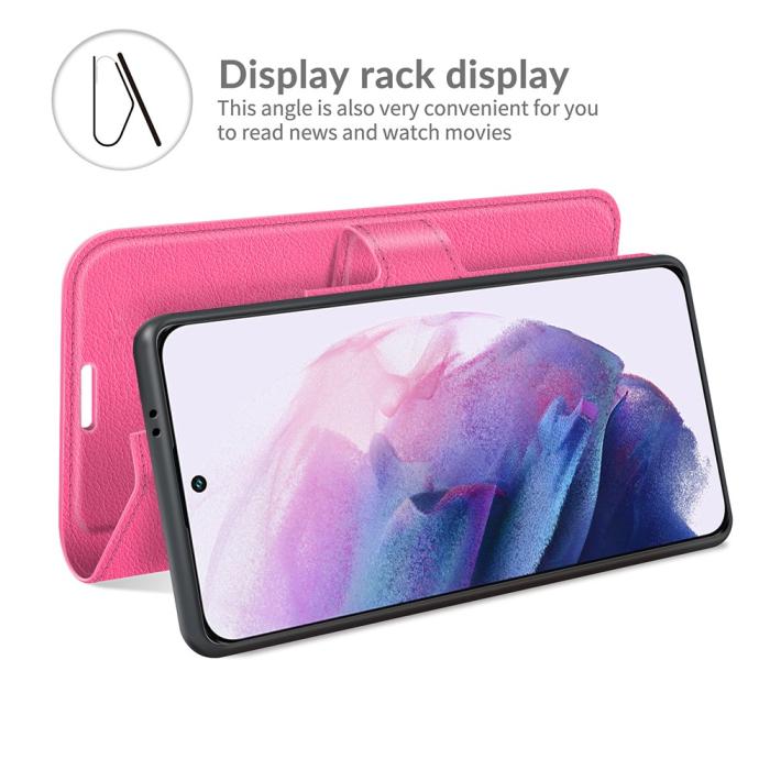 Bild 6, Samsung Galaxy S22 Plus Fodral Litchi Textur Rosa