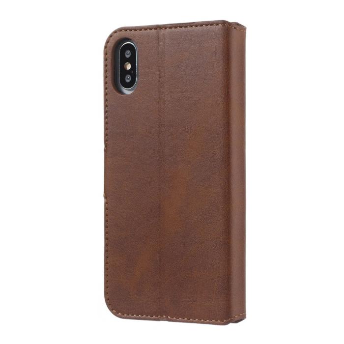 Bild 4, iPhone X/Xs - Solid Läder Fodral - Brun