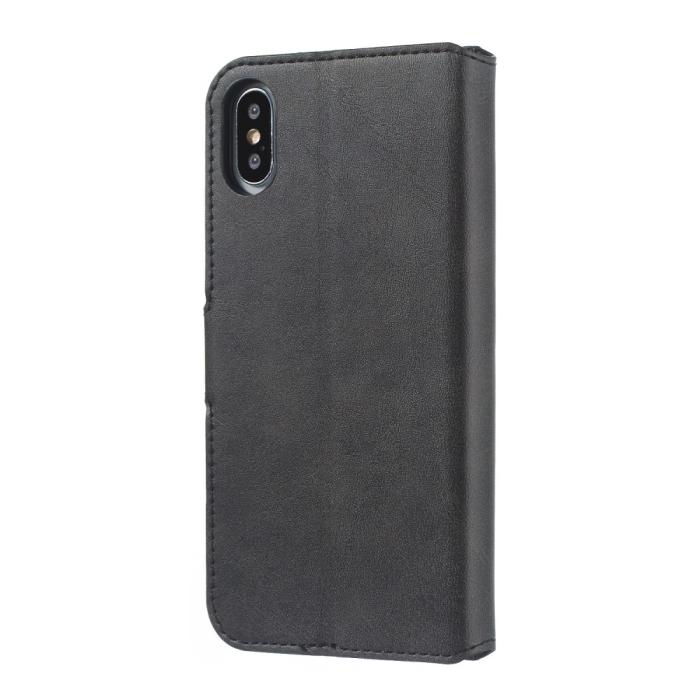 Bild 4, iPhone X/Xs - Solid Läder Fodral - Svart