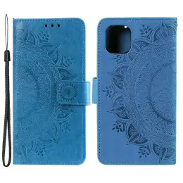 iPhone 13 - Tryckt Mandala Läder Fodral - Blå