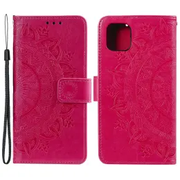 iPhone 13 - Tryckt Mandala Läder Fodral - Rosa