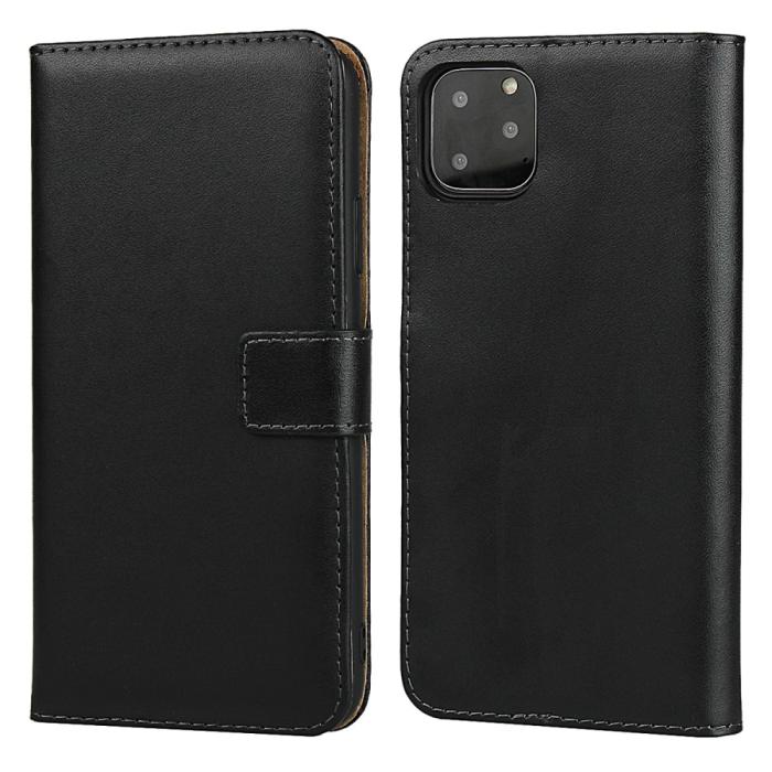 Bild 2, iPhone 11 - Plånboksfodral i äkta Läder - Svart