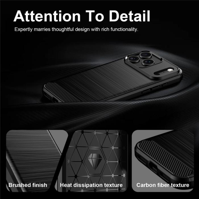 Bild 6, iPhone 18 Pro / 17 Pro Skal TPU Kolfiber Textur Svart