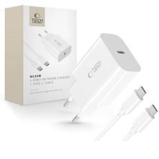 Tech-Protect 20W USB-C V&auml;ggladdare PD Inkl. USB-C Kabel Vit